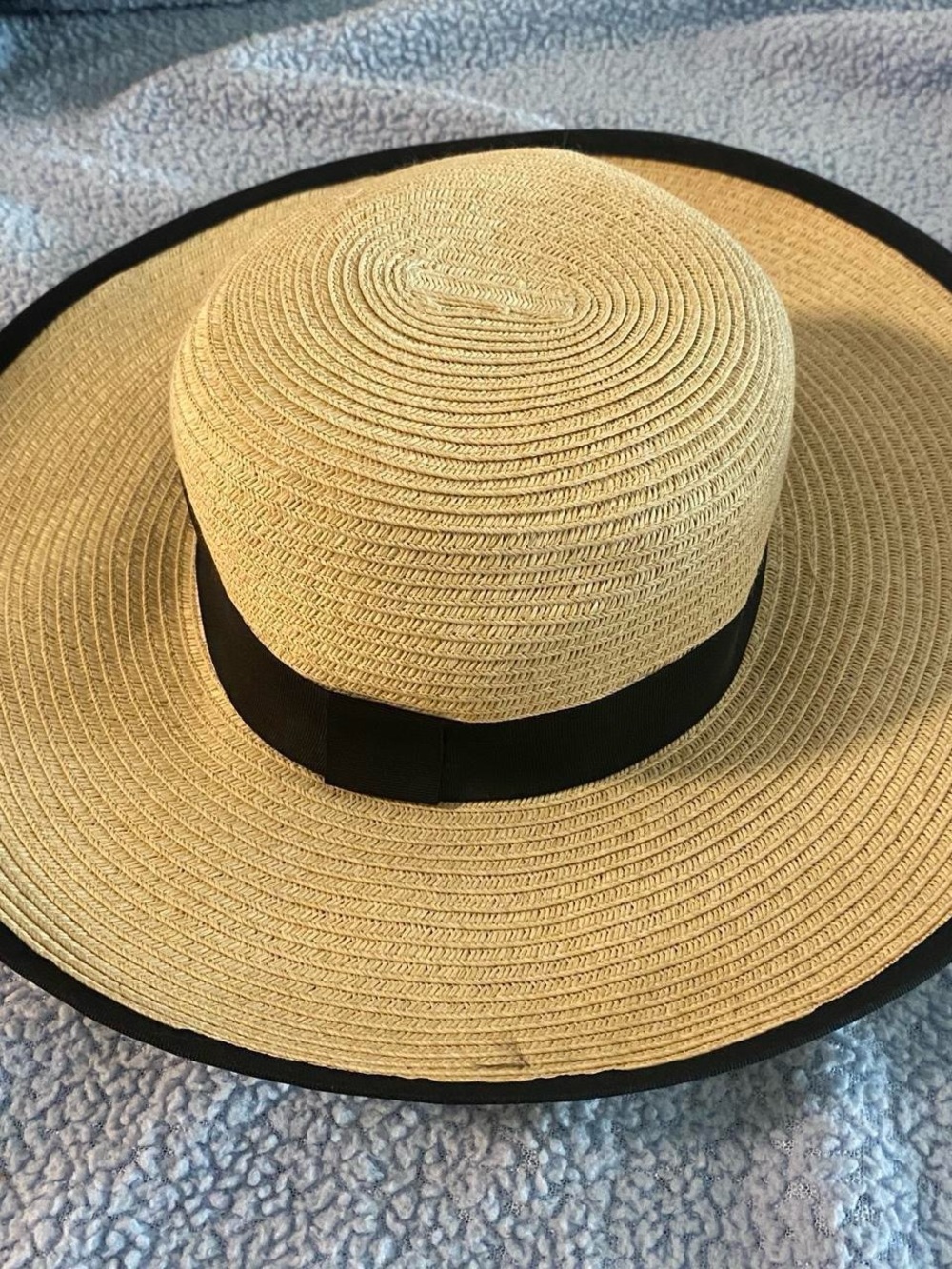Straw Sun Hat with Black Band - Women's Summer Hat